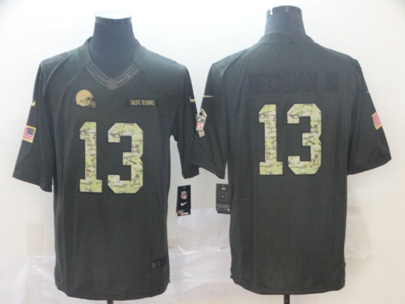 Men Cleveland Browns #13 Beckham jr Green Nike Salute To Service Limited NFL Jerseys